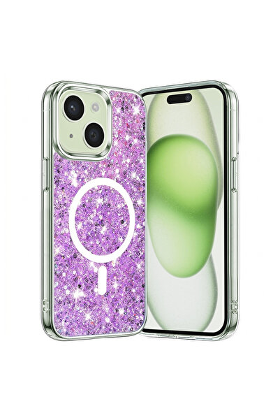 Techsuit Husa pentru iPhone 15 Plus, Sparkly Glitter MagSafe, protectie antis...