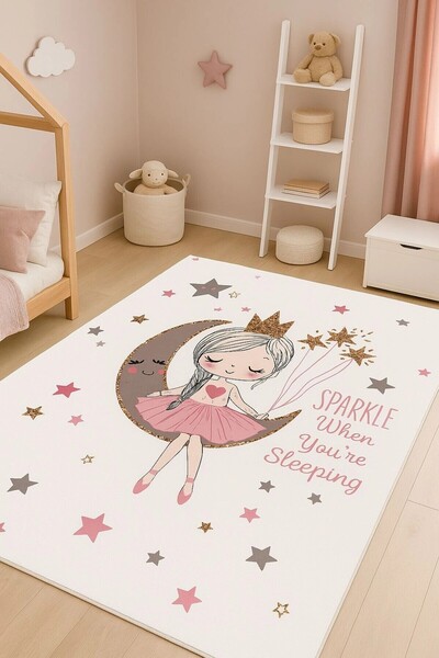 Has 1950 Luna Sparkle Ay Dede Ve Prenses Çocuk Odası Halısı Dokuma Taban Diji...