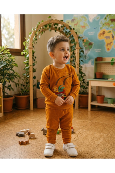 Baskılı Pamuk Penye Alt Üst Erkek Bebek Takım