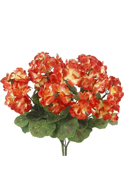 choice2 1Pcs Orange 14in Artificial Geraniums Red Faux Flowers Silk Bouquet D...