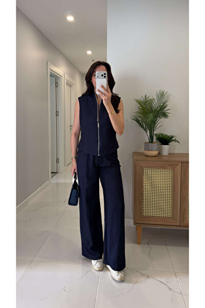 BİRCANÇİL Tetras Navy Blue Vest and Pants Set