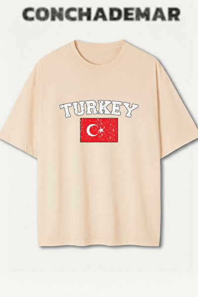 Vordevia Tricou din bumbac premium supradimensionat cu imprimeu pentru echipe...
