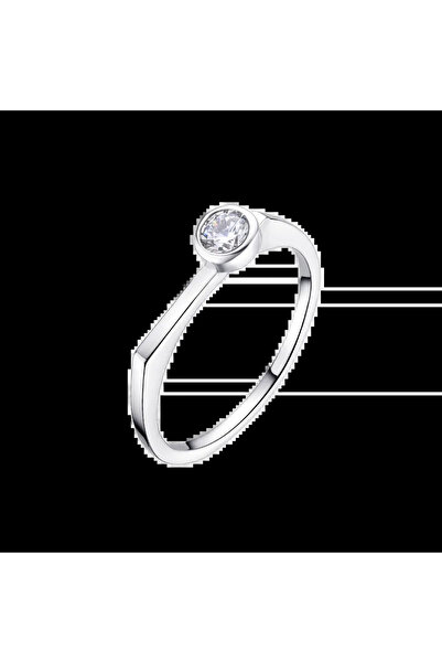 Lisa&Co. Inel Argint Round Stone 56 mm / Argint placat cu rodiu / Zircon alb