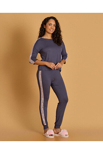 REDTAG Women Charcoal Pajama Set