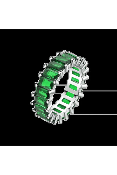 Lisa&Co. Inel Argint Rhea Green 54 mm / Argint placat cu rodiu / Zircon verde