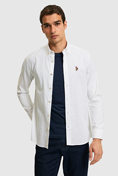 U.S. Polo Assn. Men's White Long Sleeve Basic Shirt 50320242-Vr013