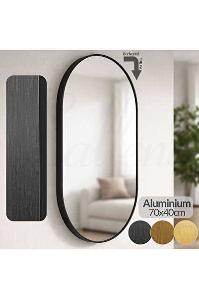 Callena Oval mirror, with Black frame, 70x40 cm, vertical/horizontal, made of...