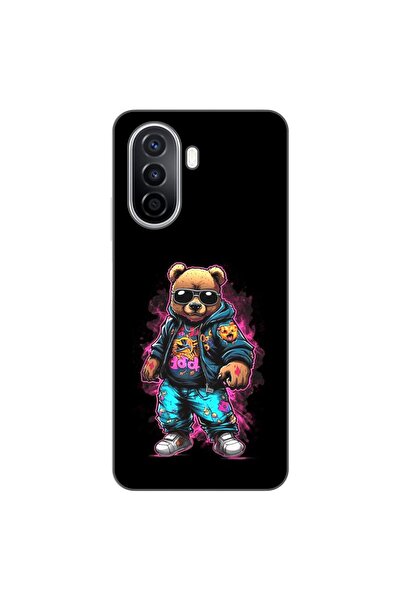 OEM Husa compatibila cu Huawei Nova Y70 Silicon Gel Tpu Model Bear Cool Black