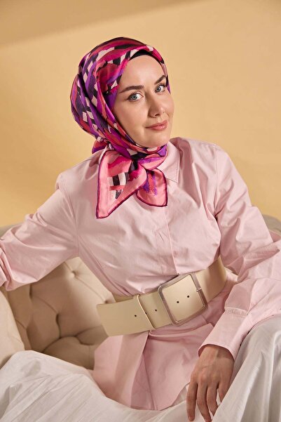 Silk Home Twill Silk Scarf Stripe Pink