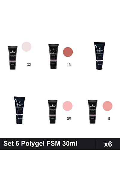 FSM Set 6 Polygel 30ml - Nr.32, Nr.16, Nr.17, Nr.23, Nr.09, Nr.11