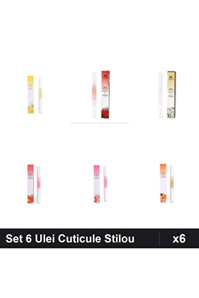 NAİLS Set 6 Ulei Cuticule Tip Stilou - Lemon, Trandafir, Jasmin, Strawberry, ...