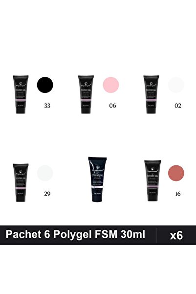 FSM Set 6 Polygel 30ml - Nr.33, Nr.06, Nr.02, Nr.29, Nr.17, Nr.16