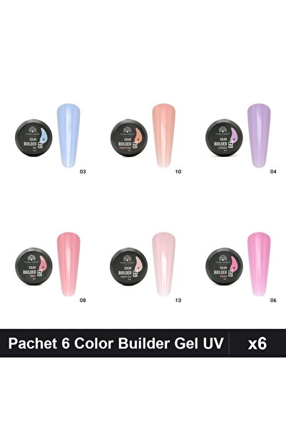 global fashion Set 6 Color Builder Gel UV 15g - Nr.03 Nr.10 Nr.04 Nr.08 Nr.13...