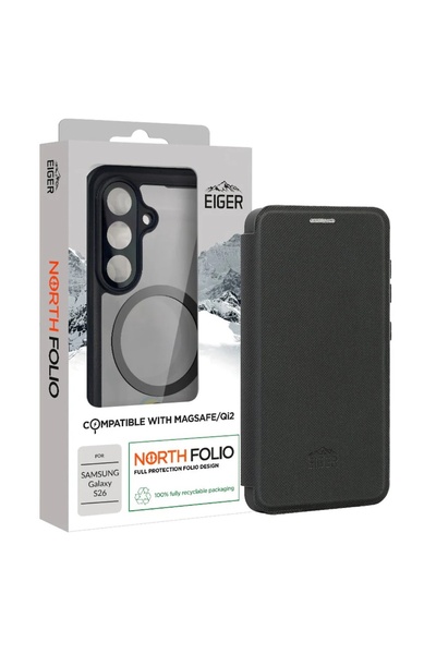 EIGER Husa North Folio Magsafe Samsung Galaxy S26 Negru