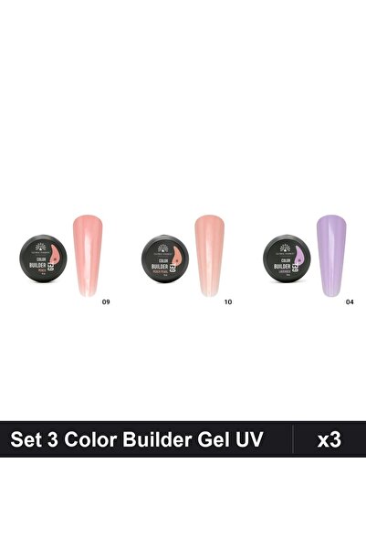global fashion Set 3 Color Builder Gel UV 15g - Nr.09 Nr.10 Nr.04