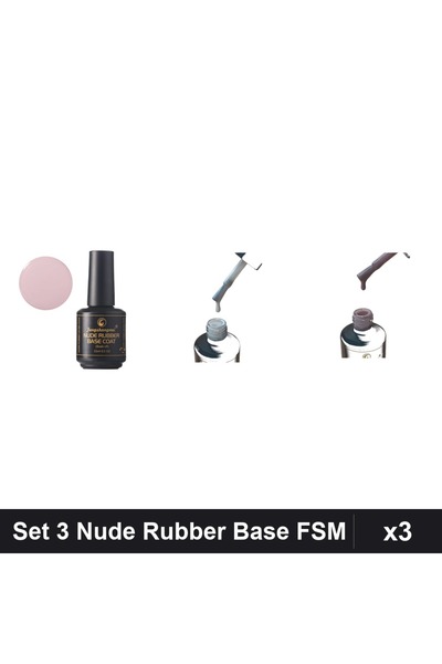 FSM Set 3 Nude Rubber Base 15ml - Nr.14, Nr.15 - Baza Rubber Pigmentata