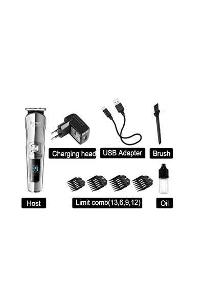 Kemei Professional Hair Clipper KM-8509 Digital Display Rechargeable USB Charging Household Type