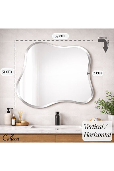 Callena Oglindă fără ramă, neregulată, simplă, în formă de nor, 55x51cm, oglindă decorativă, montată pe perete, pentru hol, sufragerie, living