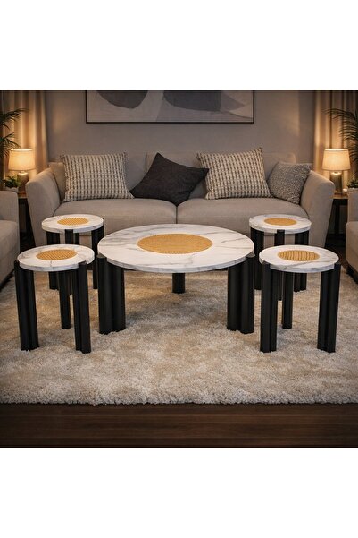 LastHome Wooden Tea Table Set 5 Pieces - White