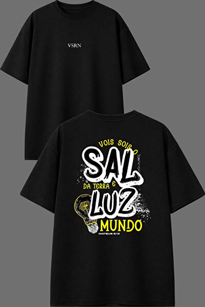 VSRN Tricou oversize negru cu imprimeu Sal Mu Design, față și spate