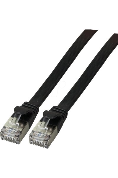 EFB Cablu patch plat RJ45 U/FTP Cat.6A PVC 0.15m negru