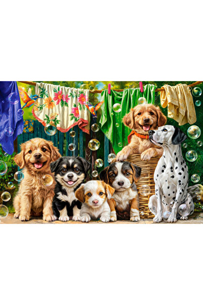 Castorland Puzzle 500 Cățeluși, Spălătorie și Prostii de Păsări CASTOR