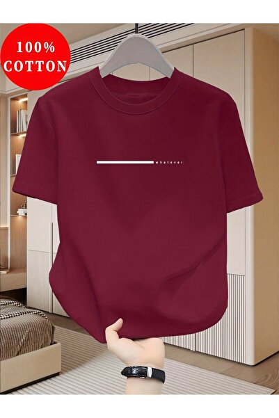 PAVRO Unisex Άνετο T-shirt με μικτό σχέδιο και στάμπα