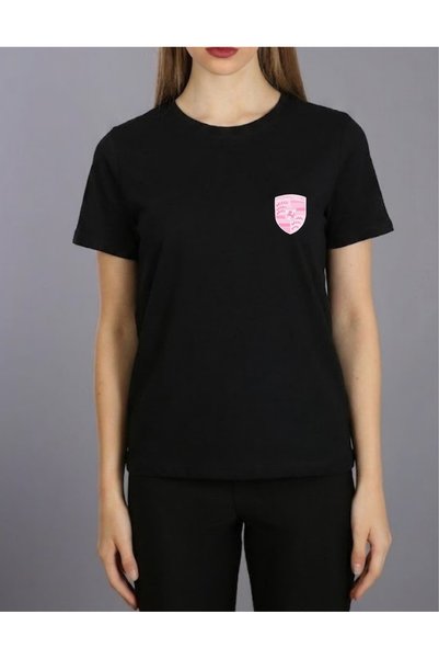 Krays Women's Oversize T-Shirt - Pink Porsche 911 Gt3 Rs Sports Car Back Print T-Shirt, Pink Aesthetic Clothing with Logo on Sleeve and Chest Boyfriend