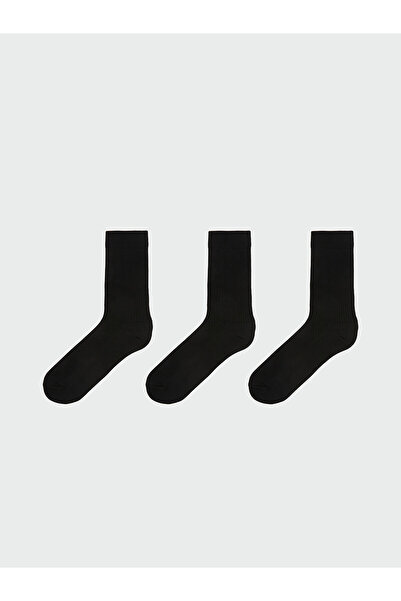 LC Waikiki Nevavm Farkıyla Lcw Accessories Black Plain 3-Pack Men's Socks