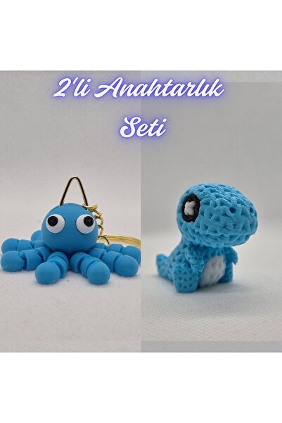 3DAtölyeMaker Light Blue Confused Octopus and Light Blue Knitted Pattern Movi...