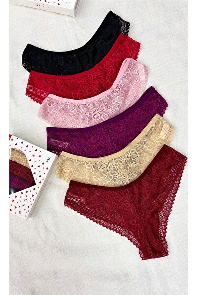 RUYAZ Lace Panties Set - Multi-Colored Luxury Lace Panties 6-Piece (Boxed)