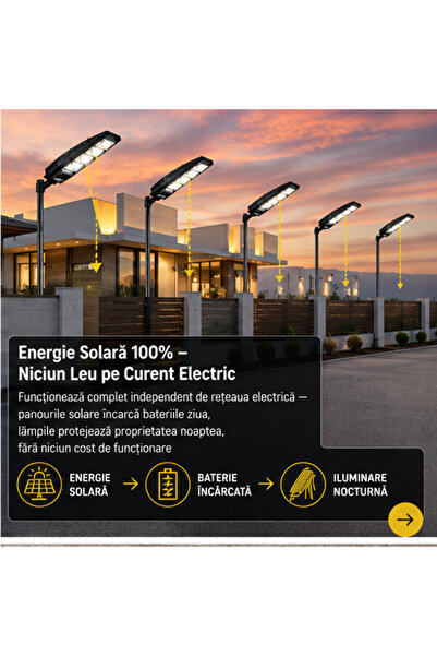 OEM SET 5x Lampa Stradala 1200W, Incarcare Solara (RO-V06) (IFT)