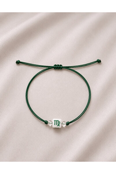 Femenino Virgo Zodiac Sign Green Rope Adjustable Handmade Bracelet