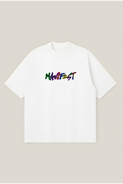 Moon Dancer Manifest Neon Logo Oversize Boxy Kesim Unisex %100 Pamuklu Baskıl...