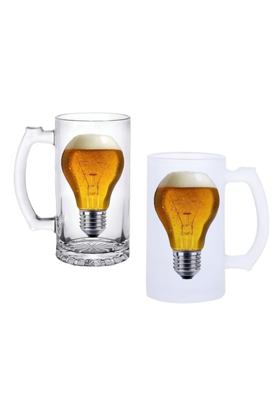 Ghostbastır Bulb Handle Beer Glass with Frosted or Transparent Options 012