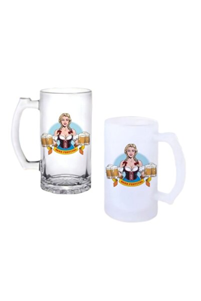 Ghostbastır Irish Waitress Girl Handled Beer Glass with Frosted or Clear Opti...