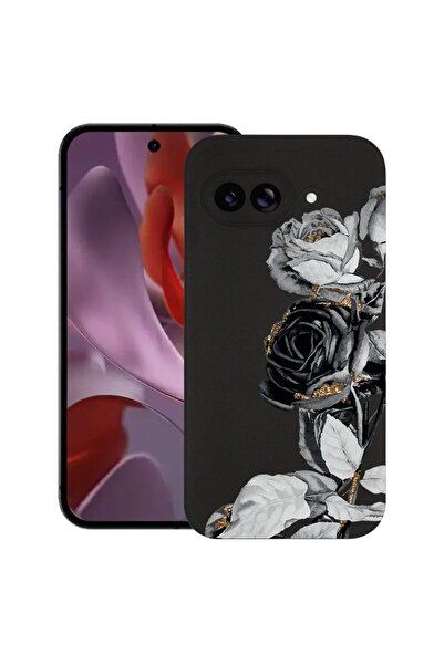 bestcase Калъф за Google Pixel 9a, Черна роза, Тънък силиконов 0.8ММ, Удароус...