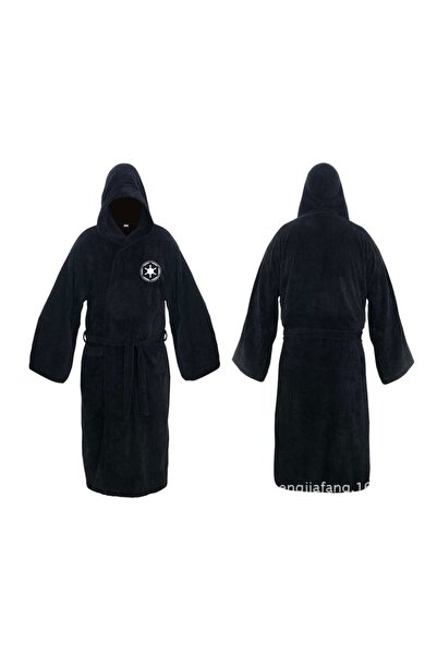 Choice5 L black 2 Male Flannel Robe Male With Hooded Thick Star Dressing Gown...