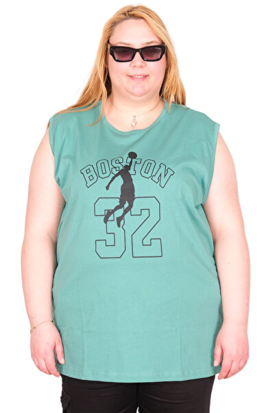 ModeXL Mode XL Real Big Size Γυναικεία μπλούζα με στάμπα Boston U26011 CAGLA
