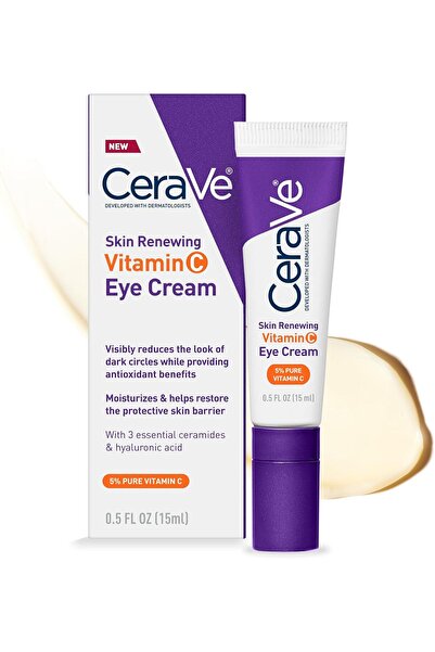 CeraVe كريم فيتامين سي لتجديد البشرة حول العين، يحتوي على فيتامين سي وحمض اله...