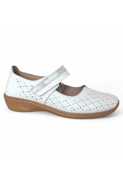 Maria Conti leather summer shoes, with perforations, buckle closure, decorate...
