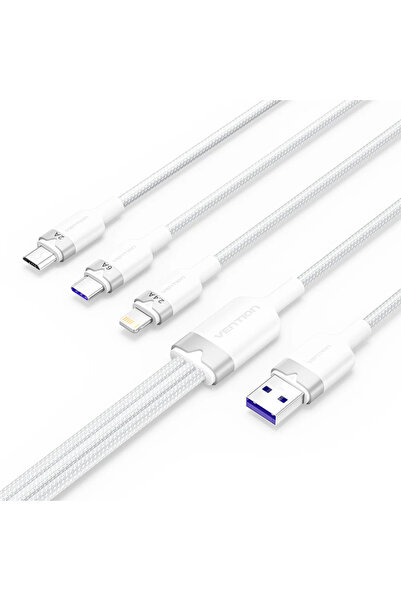 Vention Καλώδιο 3-σε-1 USB-C / Lightning / Micro-USB 6A 120W Λευκό (Vention C...