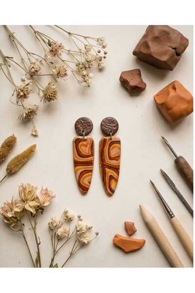 Dodemert Home Desert Sunset Wavy Long Polymer Clay & Epoxy Handmade Design Ea...