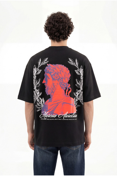 Machinist Erkek Marcus Aurelius Oversize Tişört Siyah
