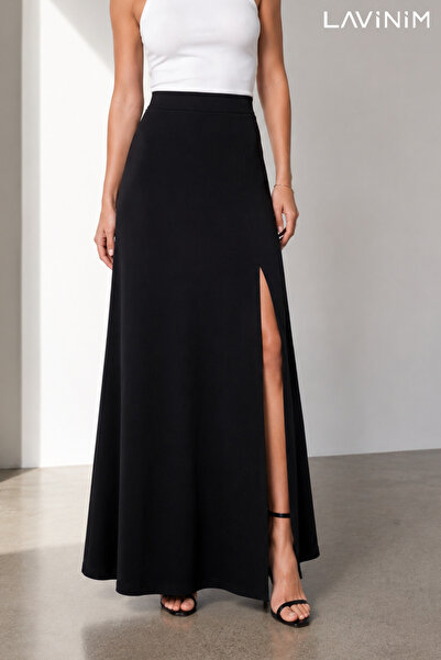 LAVİNİM Fusta maxi neagră de vară – Fusta maxi elegantă cu talie înaltă