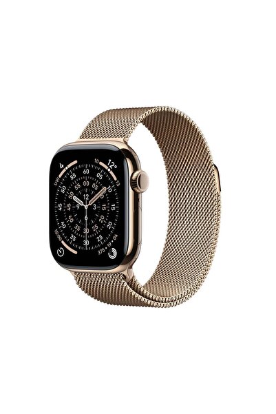 Apple ساعة Series 11 GPS + Cellular بهيكل من التيتانيوم الذهبي مقاس 42 مم مع ...
