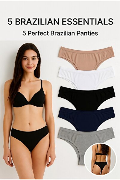 Yohannes Club Women'S, Cotton Basic Brazilian Panties, 5-Pack, Modern Women's...