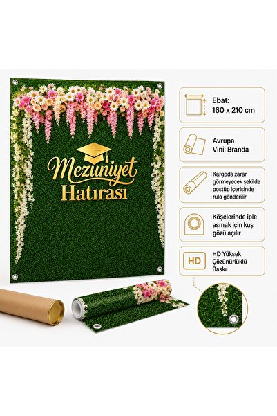 okul posterleri Mezuniyet Hatırası Brandası Fotoğraf Çekim Perdesi (160x210 cm)