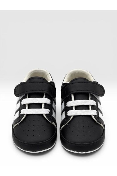 Che Sara Baby First Step Shoes Orthopedic Non-Slip Bottom Sole Black 3 White Stripes Comfortable Easy-To-Wear Shoes