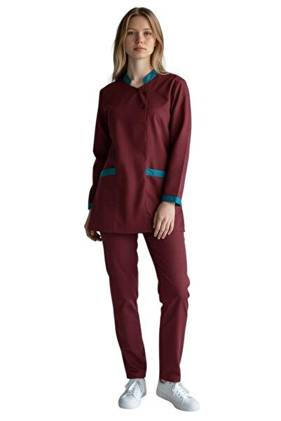 Peach Professional Housekeeping Uniform Set,3/4 Sleeve Top and Pants, Mandari...